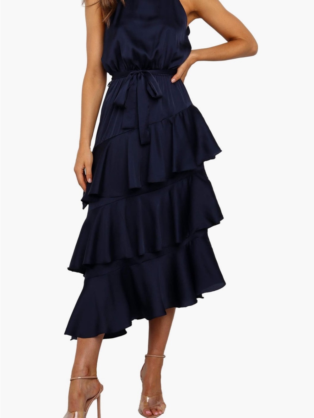 Petal and Pup - Navy Halter Ruffle Maxi Dress